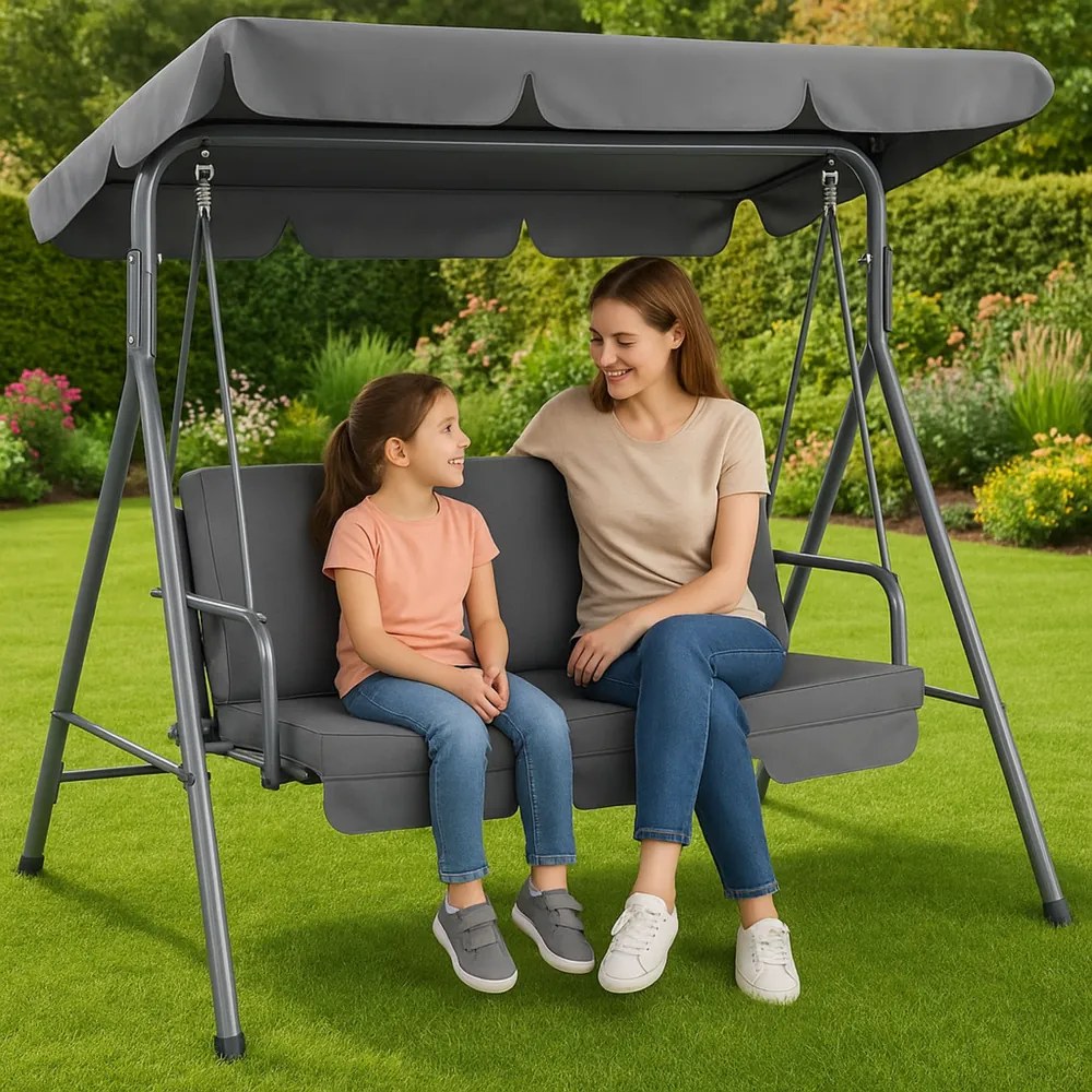 Lean Záhradná hojdačka sivá – 250kg, 2 vankúše