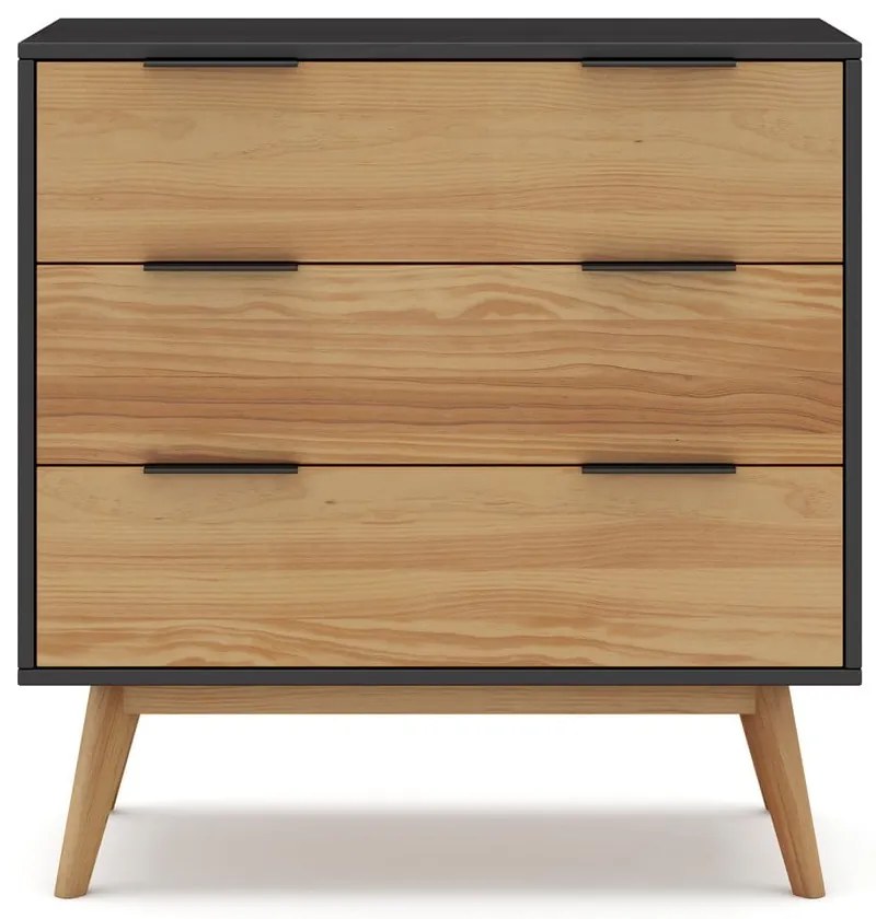 Čierna/prírodná vysoká komoda z borovicového dreva 80x83 cm Lavis – Marckeric