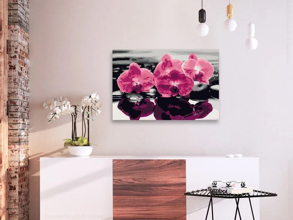 Maľovanie podľa čísiel ružová orchidea - Three Orchids
