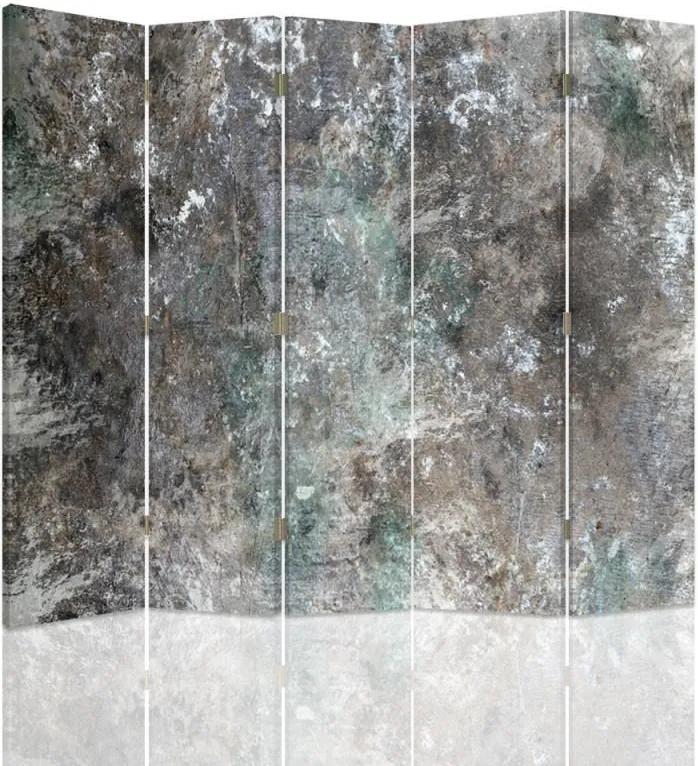 CARO Paraván - Concrete Wall | päťdielny | obojstranný 180x150 cm