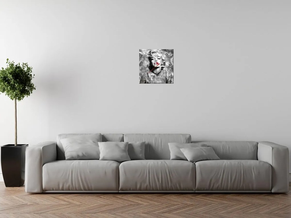 Gario Obraz s hodinami Elektrizujúca Marilyn Monroe Rozmery: 30 x 30 cm
