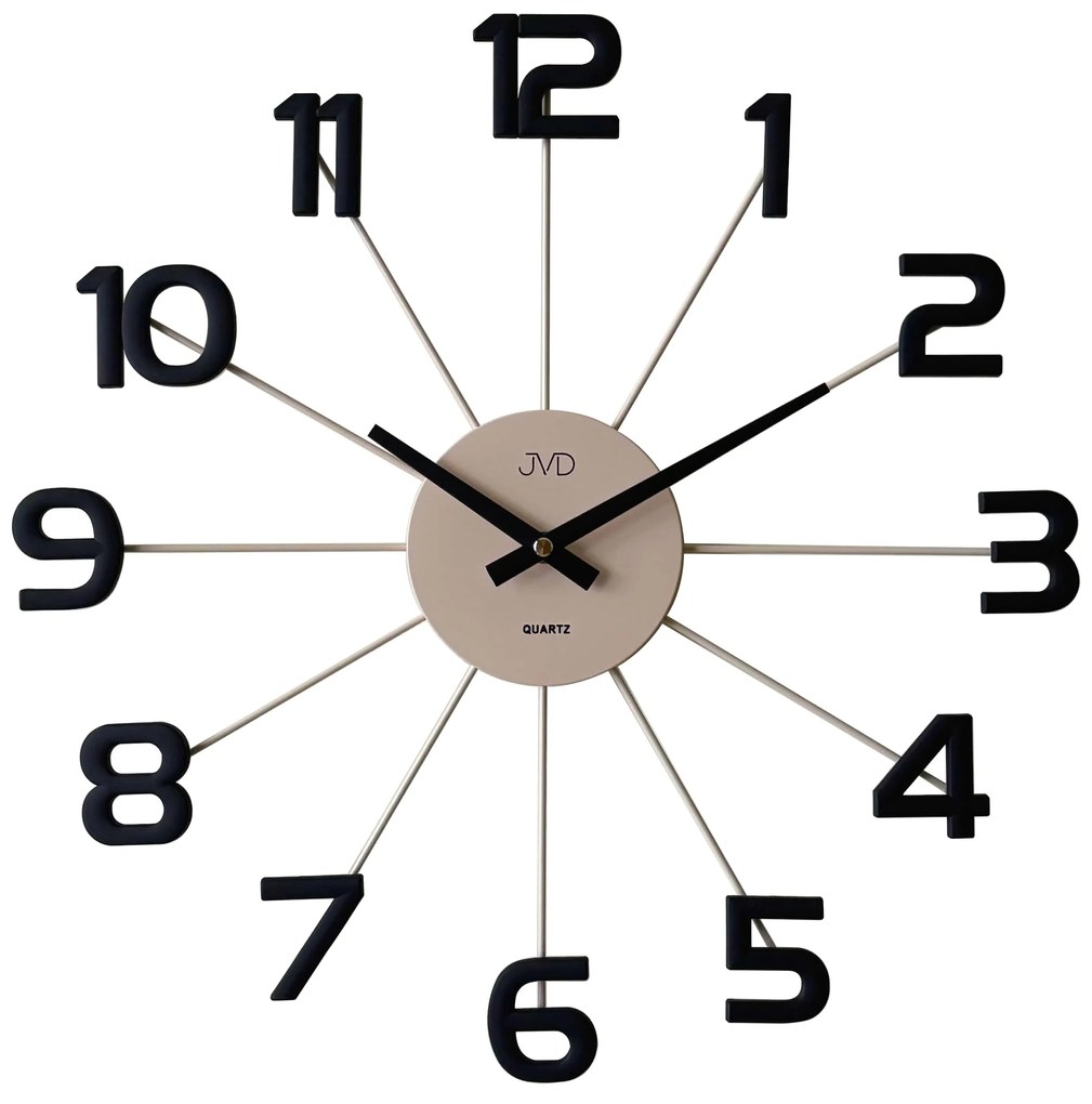 Exkluzívne nástenné hodiny JVD HT119.1 v striebornom prevedení, 49cm