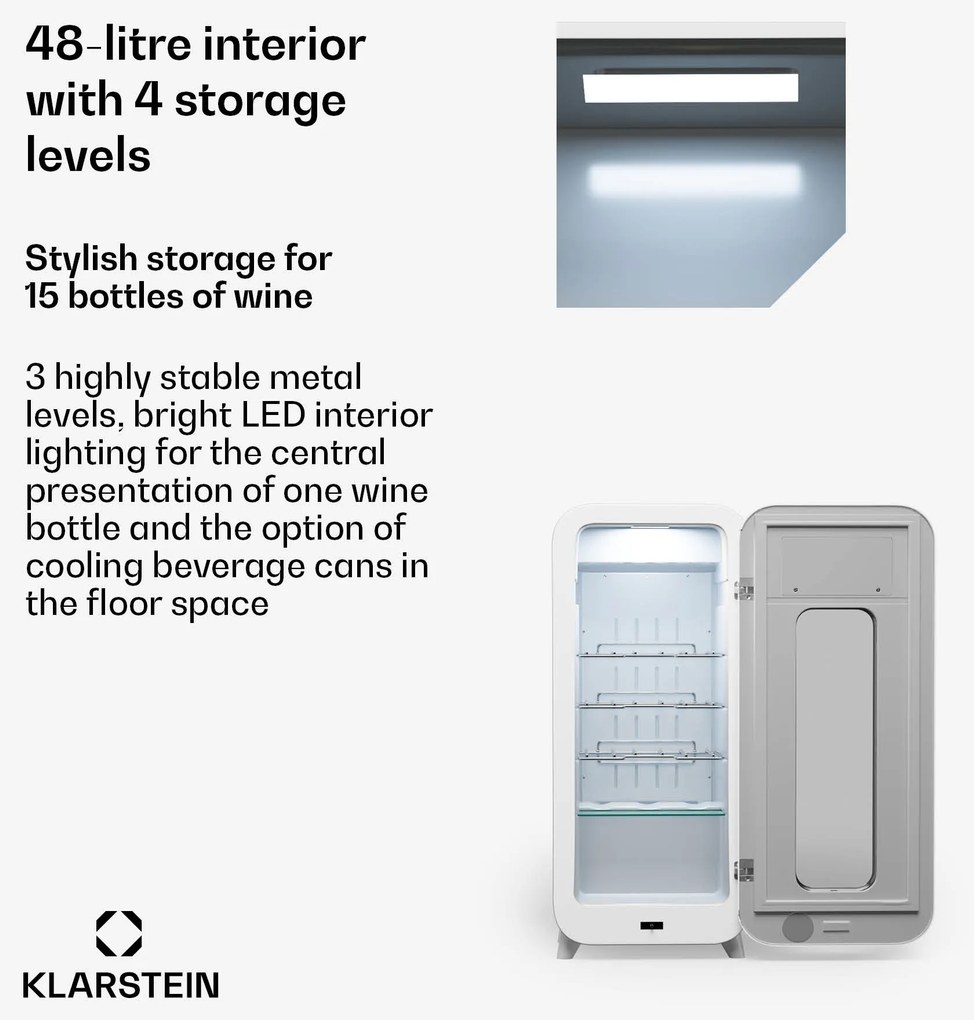 Klarstein Shirley 15 Uno, chladnička na víno, 15 fliaš, 5 - 20 °C, dotykové ovládanie, retro