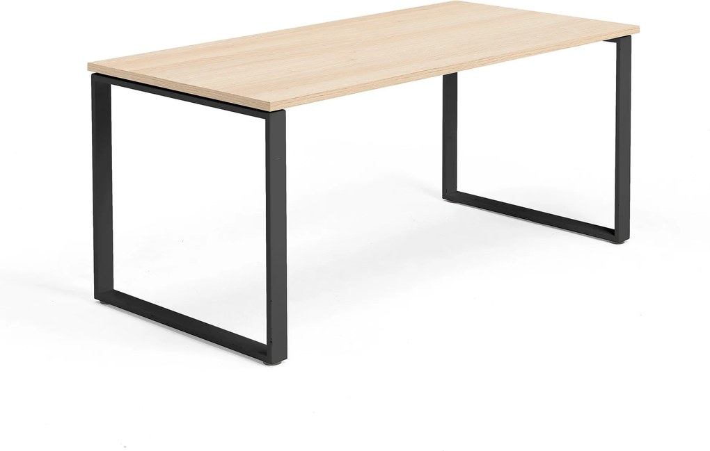 Kancelársky pracovný stôl Modulus, O-rám, 1600x800 mm, dub/čierna
