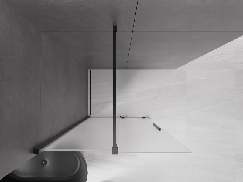 Mexen Velar, sprchová zástena s posuvnými dverami Walk-in 110 x 200 cm, 8mm sklo námraza, čierna matná, 871-110-000-33-70