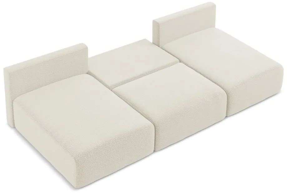 Krémovobiela rozkladacia/s úložným priestorom rohová pohovka Kalena – Makamii