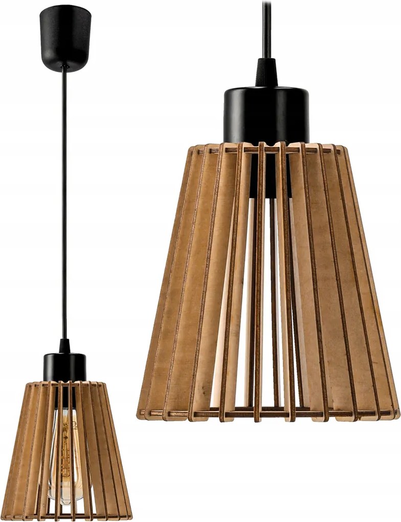 DREVENÁ STROPNÁ ZÁVESNÁ LAMPA LED LUSTERA E27 Do obývačky Dekoratívna