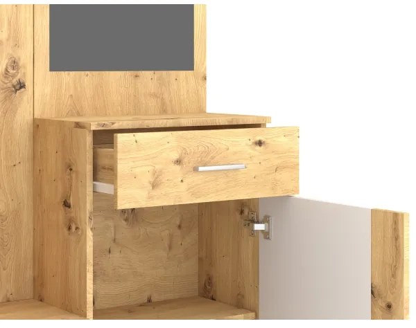 Predsieňová stena so zrkadlom NOLAN dub artisan/biela