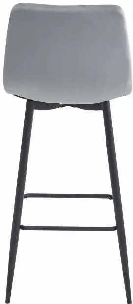 Set dvoch barových stoličiek ARCETO zamatové strieborné (čierne nohy) 2 ks