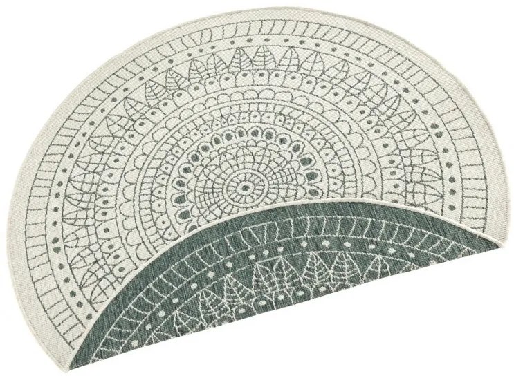 NORTHRUGS - Hanse Home koberce Kusový koberec Twin-Wendeteppiche 103103 creme grün – na von aj na doma - 240x240 (priemer) kruh cm