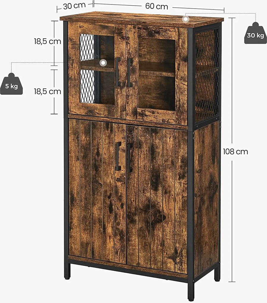 Príborník, úložná skrinka, rustikálna hnedá