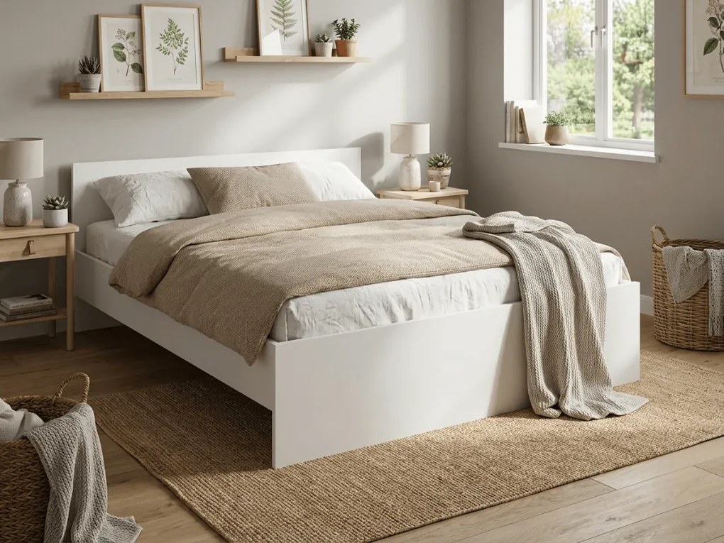 Posteľ ELISA 120 x 200 cm, biela Rošt: S lamelovým roštom, Matrac: Matrac Deluxe 10 cm