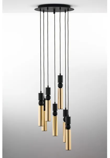Jupiter 2018 - Luster na lanku ALAS 7xGU10/10W/230V zlatá/čierna