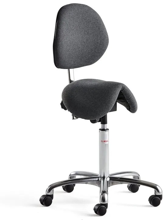 Sedlová kancelárska stolička Derby s opierkou DERBY, tmavošedá tkanina