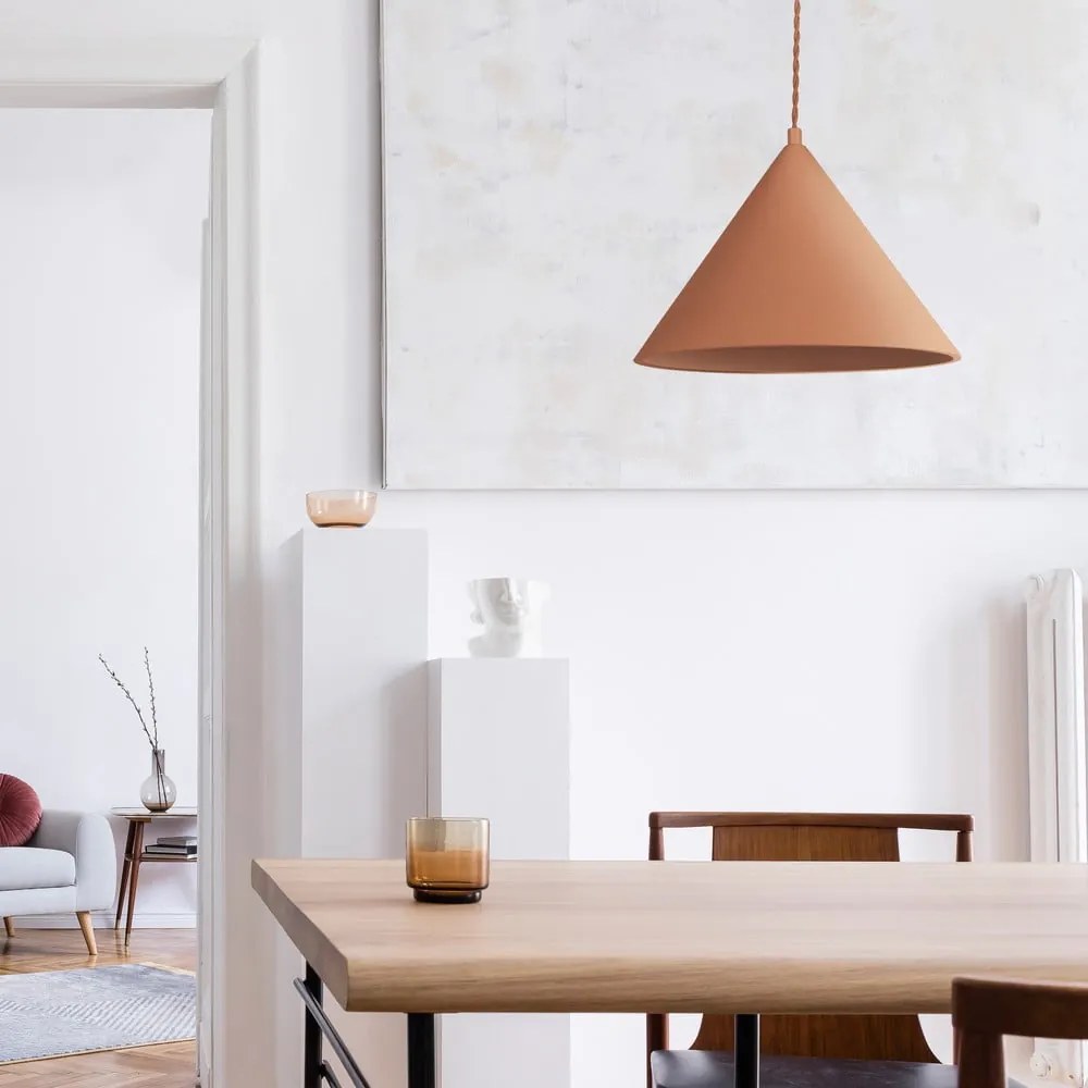 Závesné svietidlo v tehlovej farbe s kamenným tienidlom ø 30 cm Vilma – SULION