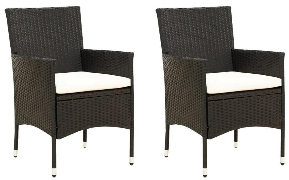 Záhradné stoličky so sedákmi 2 ks polyratanové čierne