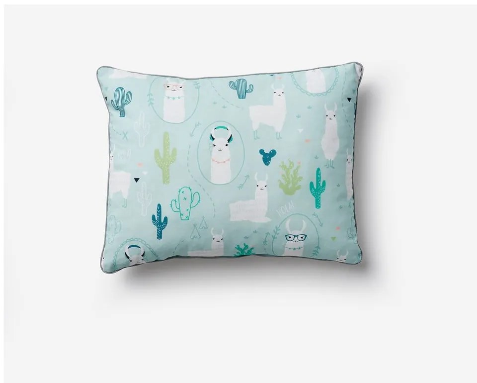 Modrý detský dekoratívny vankúš Pinio Llamas, 40 × 55 cm