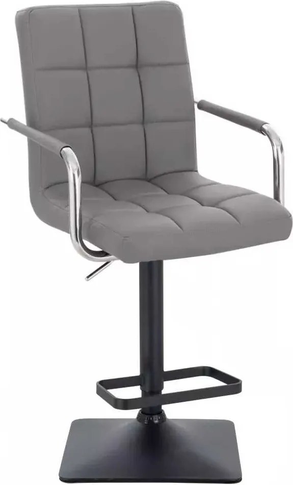 LuxuryForm DESIGN Barová stolička VERONA na čiernej hranatej podstave - šedá