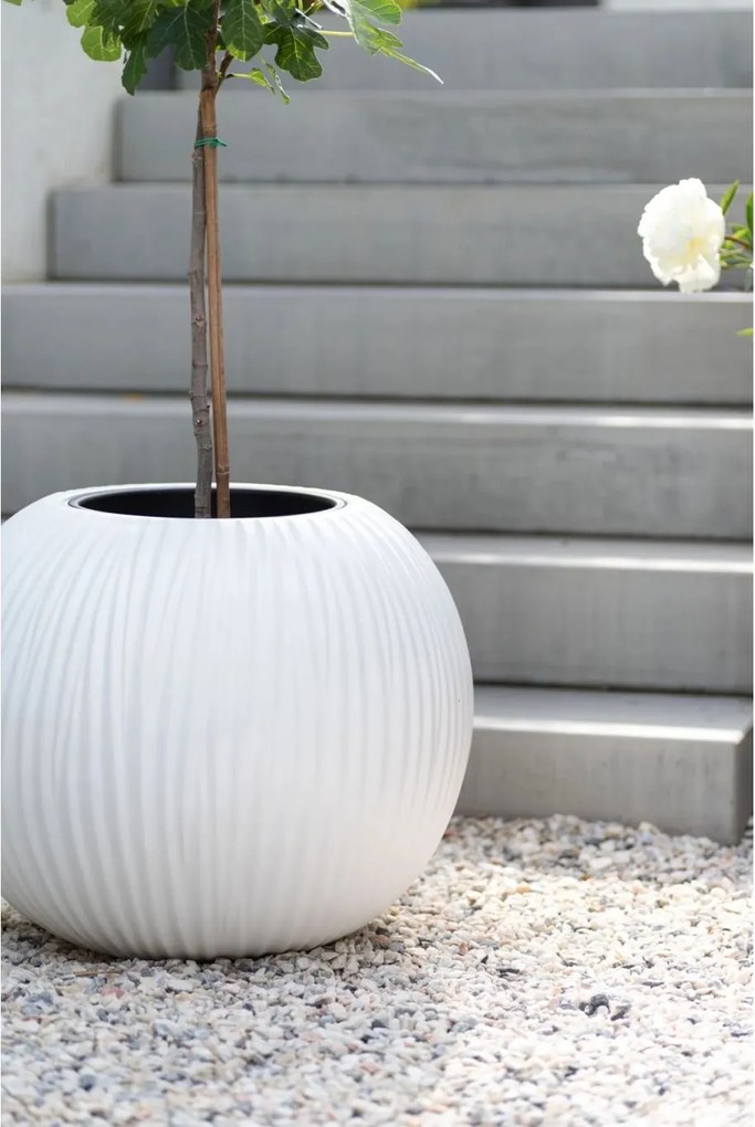 Dizajnový kvetináč VITRO, sklolaminát, priemer 50 cm, biely