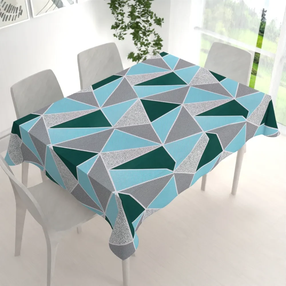 Biante Bavlnený obdĺžnikový obrus Sandra SA-334 Modro-zelené trojuholníky 140x200 cm