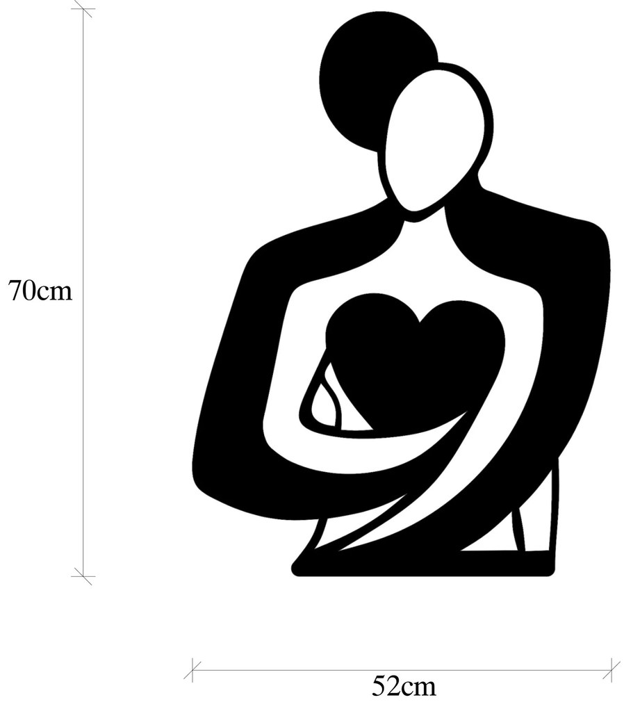 Nástenná kovová dekorácia Objatie čierna