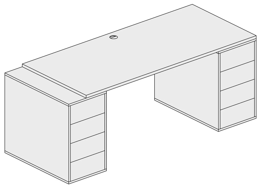 PLAN Kancelársky písací stôl s úložným priestorom BLOCK B03, biela/grafit