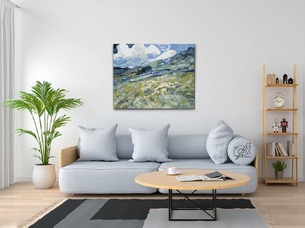 Gario Maľovanie podľa čísel Vincent van Gogh Pšeničné polia a hory Rozmery: 100 x 80 cm, Rámovanie: S vnútorným rámom