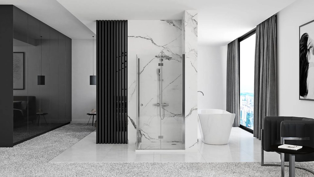 Obdĺžnikový zalamovací sprchový kút REA FOLD N2 100x110 cm, chróm/transparent - bez vaničky
