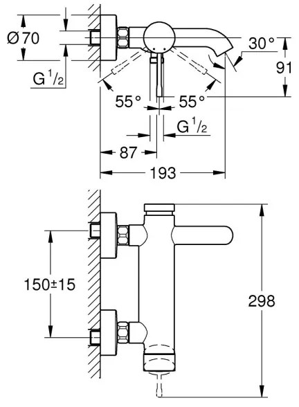 GROHE 33624DC1 - Vaňová batéria ESSENCE, nerezová oceľ