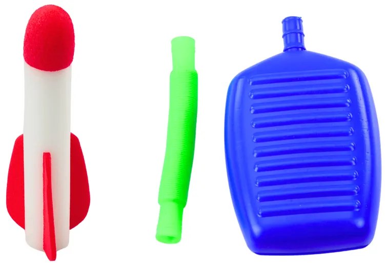 LEAN TOYS Penový raketomet s pumpou - modrý