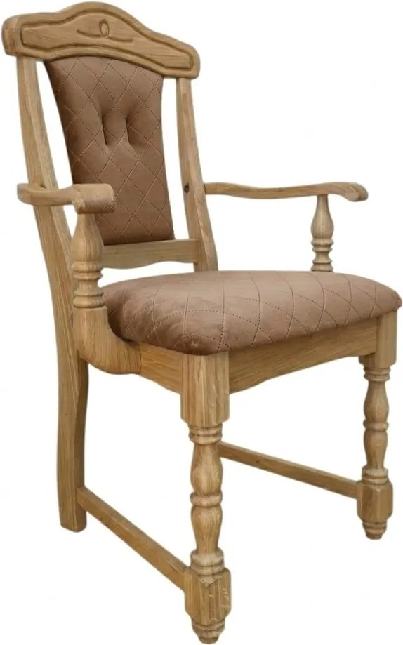 Klasická dubová - čalúnená stolička s podrúčkami FA, 65x53x99 cm Caro03