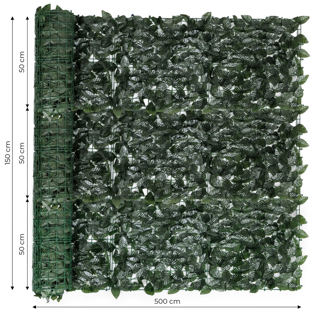 MultiGarden Maskovacia stena, umelý živý plot 500x150 cm, 3 kusy - brečtan zelený