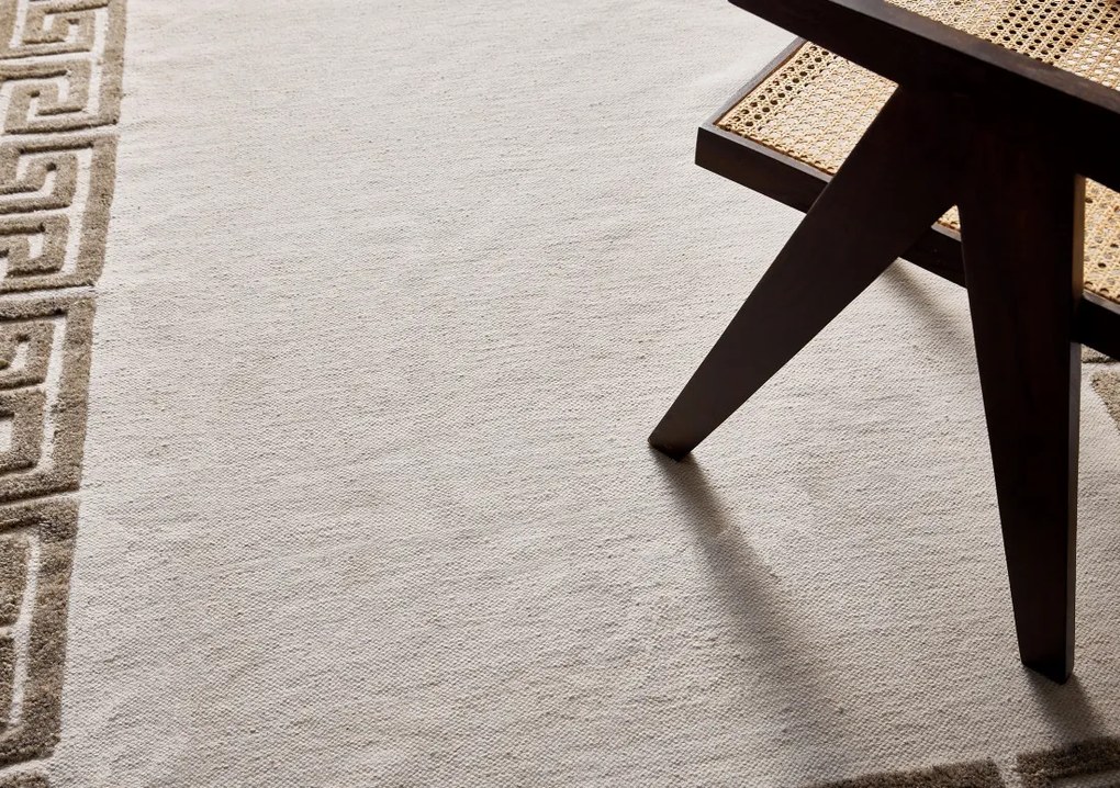Diamond Carpets India, Ručne viazaný kusový koberec Greek DESP P86 Ivory White Antique Mud, 160x230, biela, chodba / predsieň