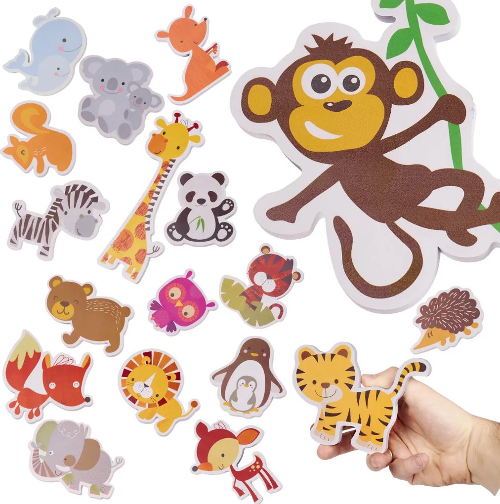KIK Penové puzzle do kúpeľa zvieratká, 18 ks