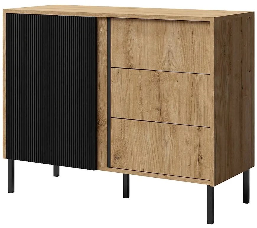 Komoda Mia 5 Večný dub/čierna