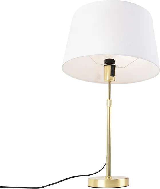 Stolná lampa zlatá/mosadzná s bielym ľanovým tienidlom 35 cm - Parte