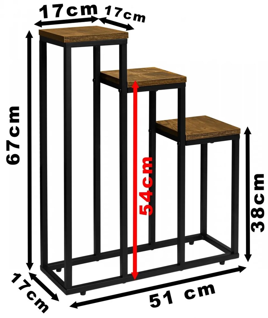Stojan na kvety Loren hnedý/čierny