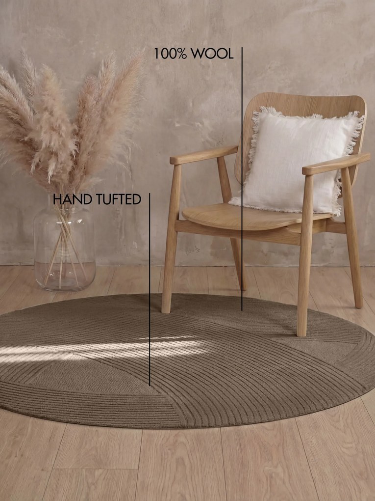 Ted Baker, Kusový koberec Ted Baker Kensington 106401 Braun kruh, 200x200, hnedá, kancelária