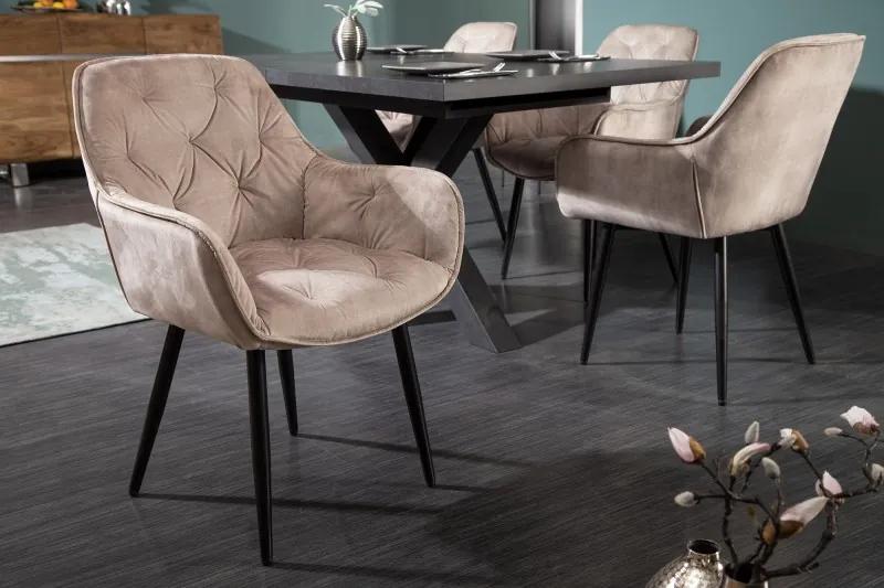 Dizajnová stolička Milano champagne zamat