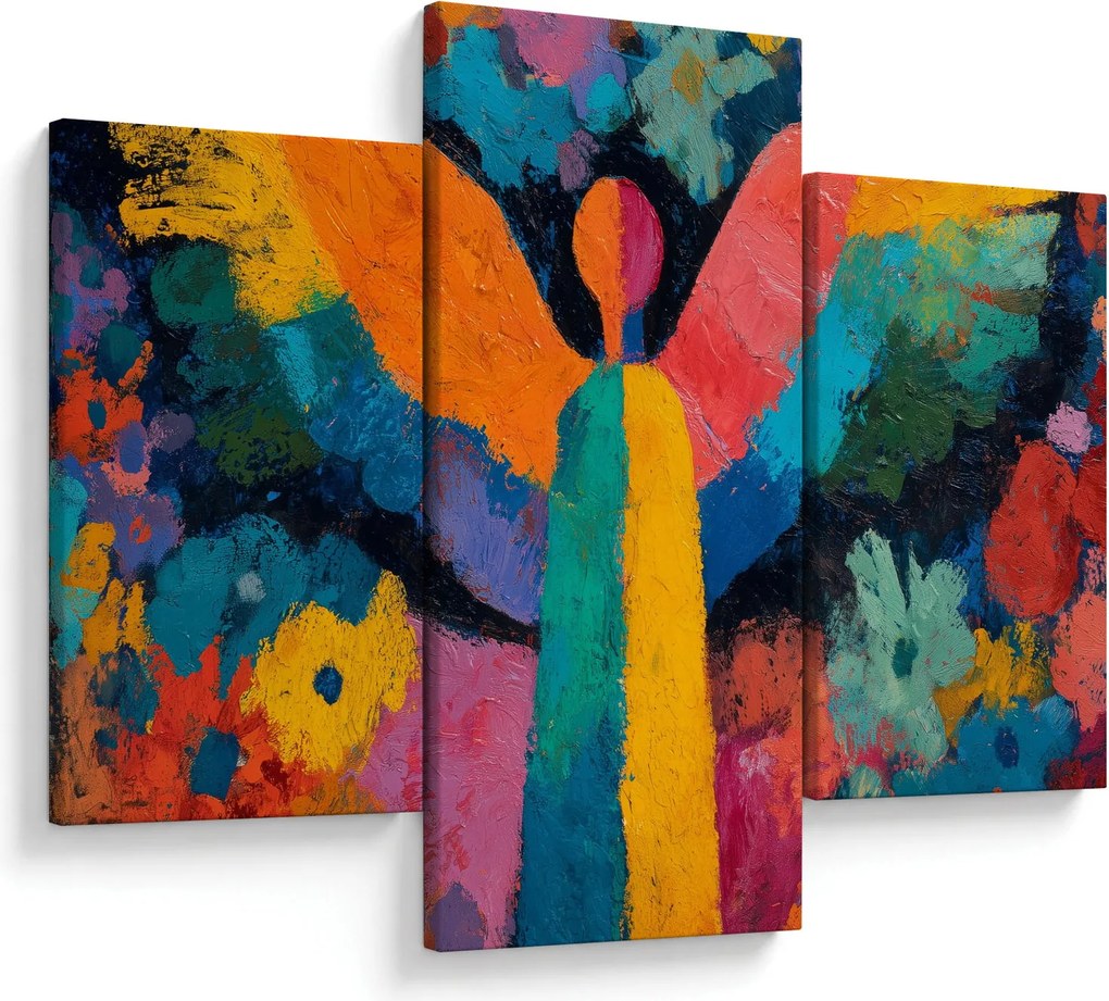 Obraz - Abstraktný anjel s kvetmi (90x60 cm)