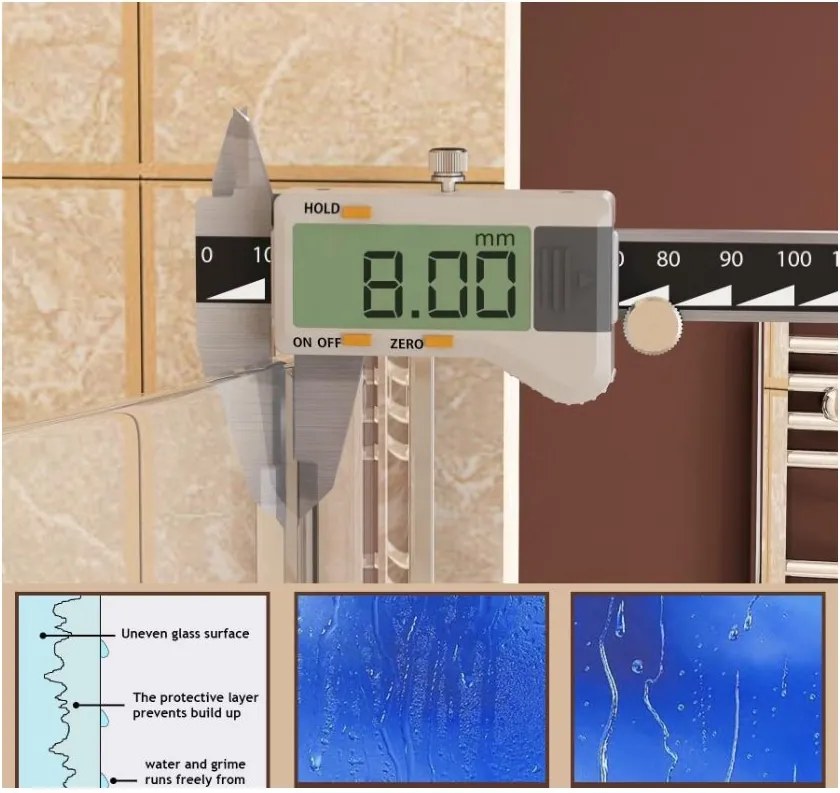 Erga Paris, sprchová zástena Walk-In 60x200 cm, 8mm šedé sklo, zlatý lesklý profil, ERG-V02-PARIS-060x200-GR-GD
