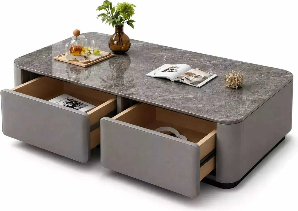 LuxuryForm DESIGN Konferenčný stolík ASTON 120 × 60 × 36 cm – sivý so sivou doskou