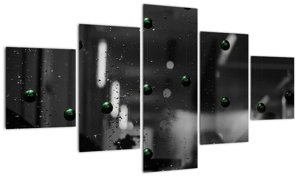 Abstraktný obraz - zelené guličky (125x70 cm), 40 ďalších rozmerov