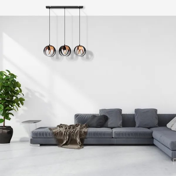 Luster na lanku MOONLIGHT 3xE27/15W/230V čierna/medená