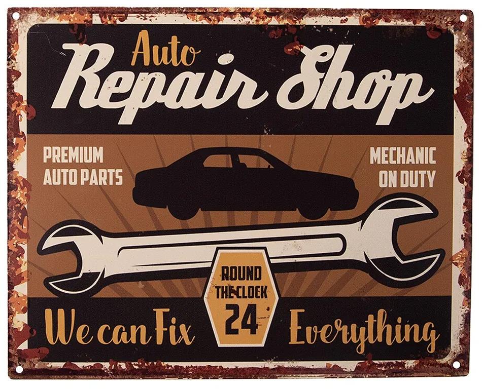 Nástenná kovová ceduľa Auto Repair Shop - 25*1*20 cm