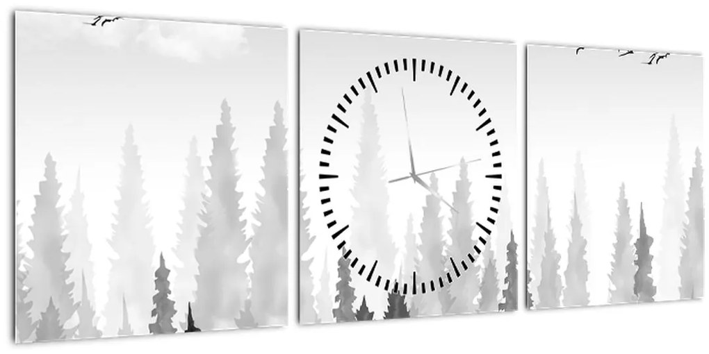 Obraz - Vrcholky lesov (s hodinami) (90x30 cm)