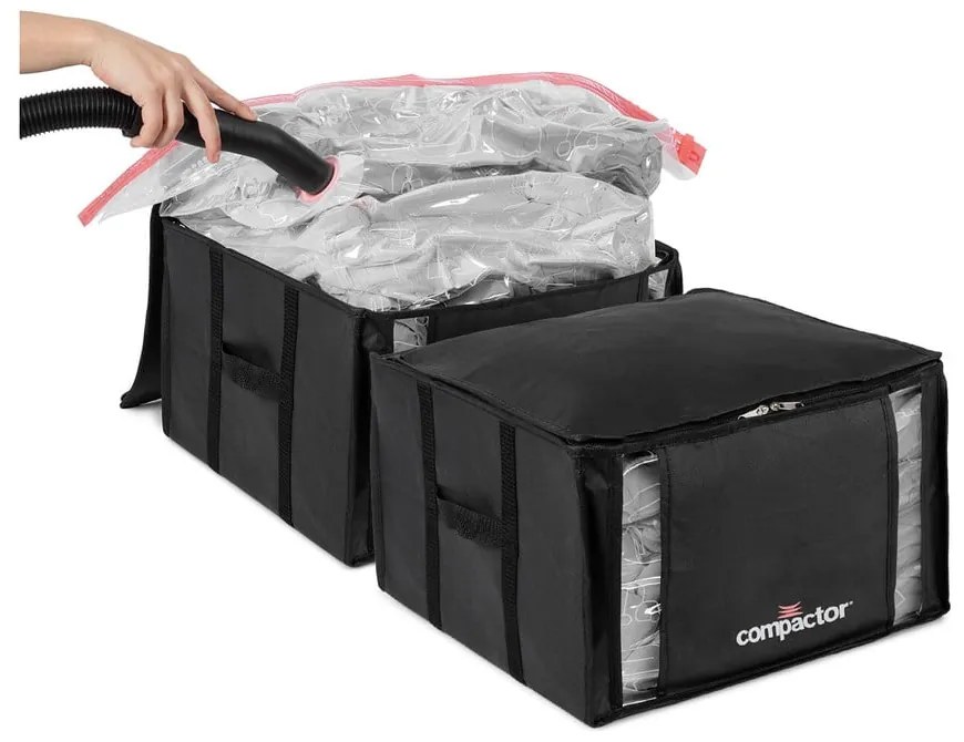 Vákuové/vystužené látkové úložné boxy na oblečenie v súprave 2 ks 42x25x25 cm Black Edition – Compactor