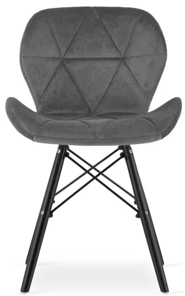 Set troch jedálenských stoličiek LAGO zamat sivé (čierne nohy) (3ks)