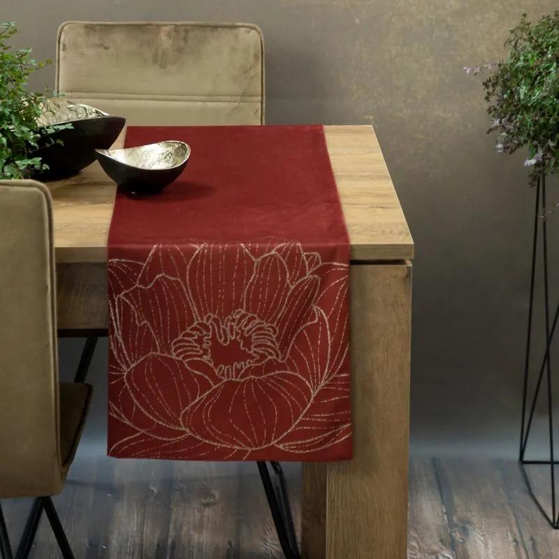 Dekorstudio Elegantný zamatový behúň na stôl BLINK 13 tehlový Rozmer behúňa (šírka x dĺžka): 35x220cm