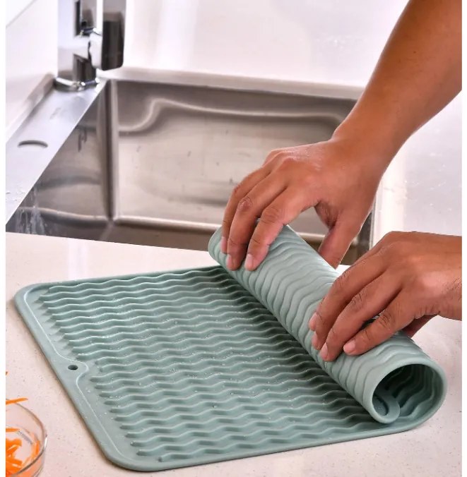 Orion Silikónový odkvapkávač k drezu, matne zelený